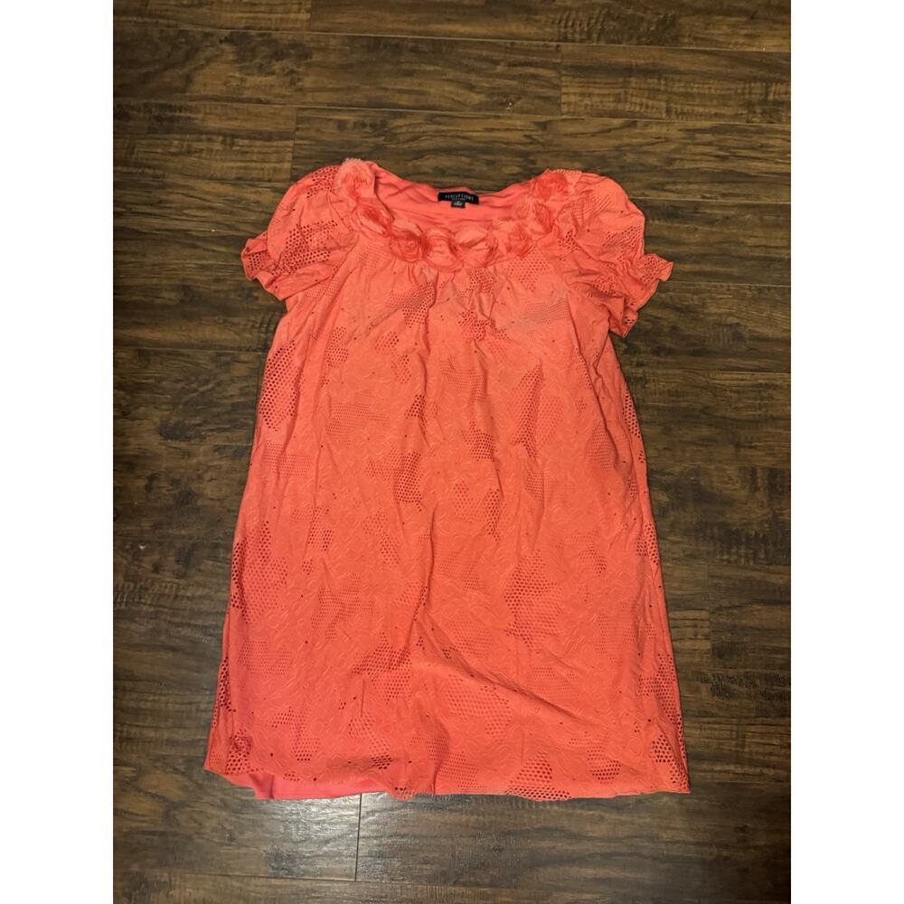 Perceptions New York Dress Sz 14 Lace Coral Short Sleeve